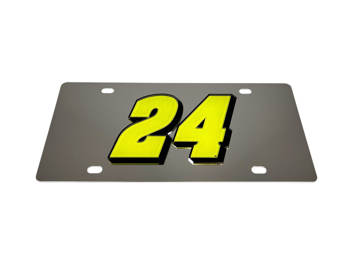 William Byron Fluorescent #24 Stainless Steel License Plate
