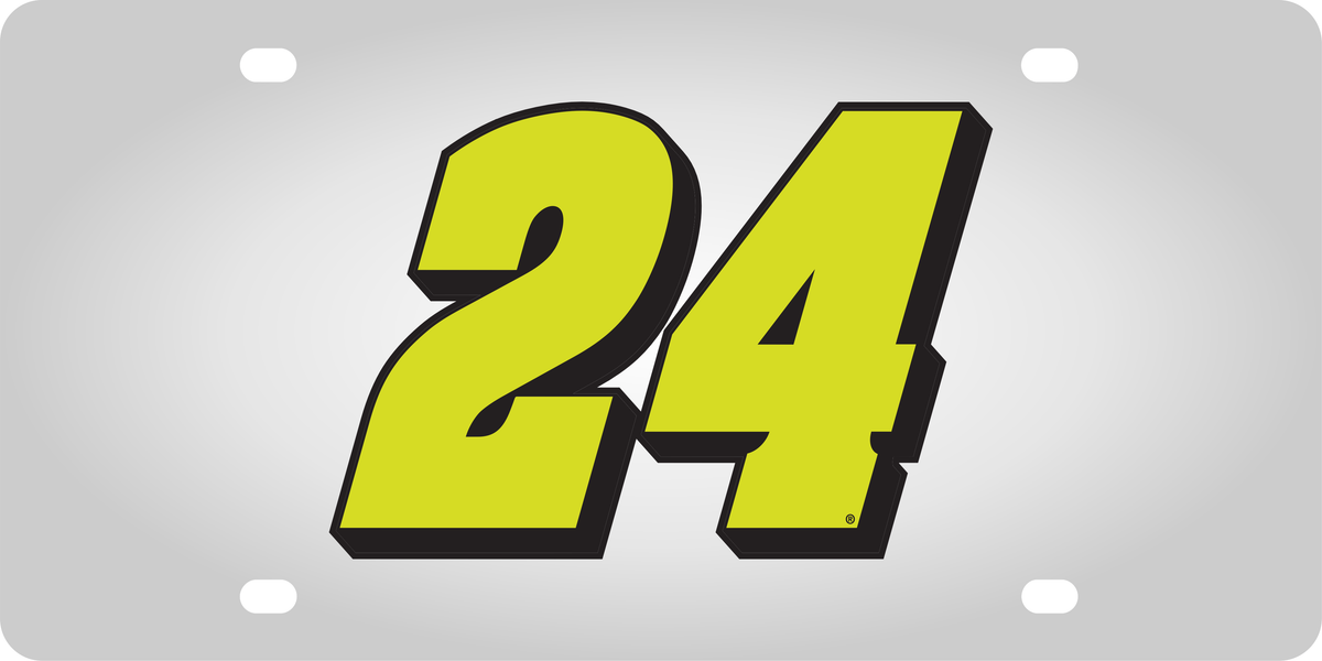 William Byron Fluorescent #24 Stainless Steel License Plate