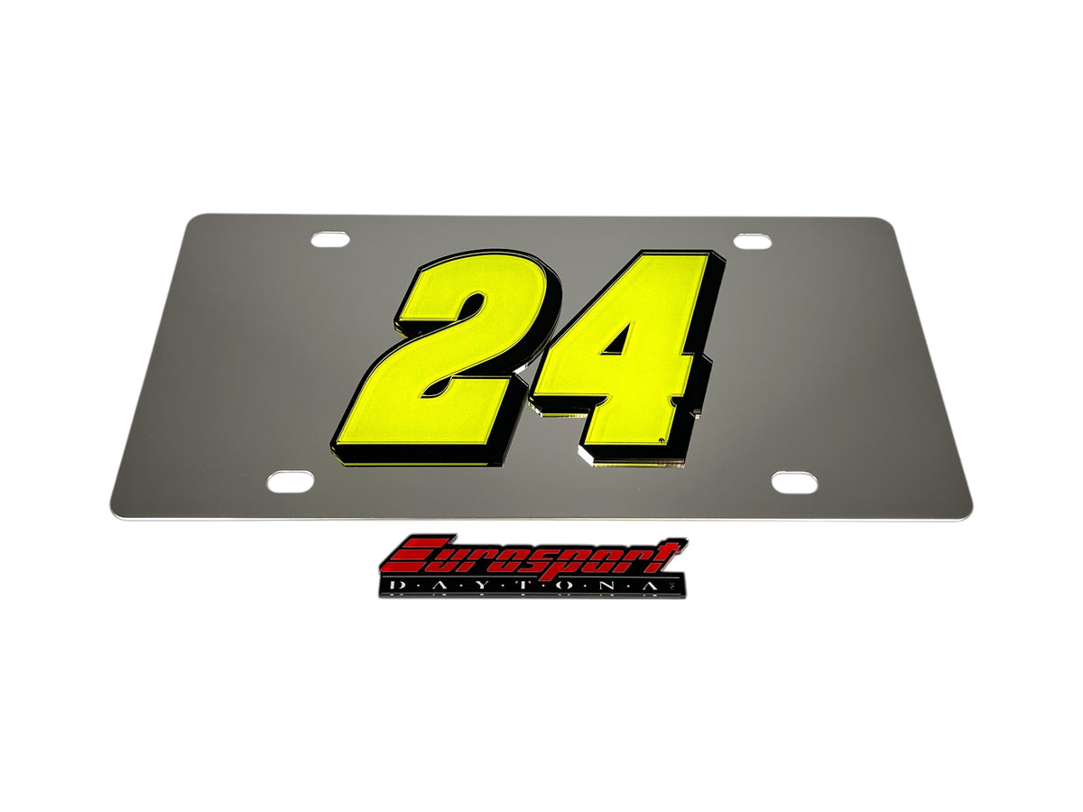 William Byron Fluorescent #24 Stainless Steel License Plate