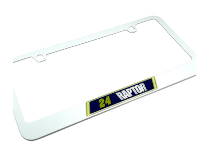 William Byron Raptor # & Sponsor White License Plate Frame