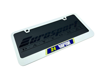 William Byron Raptor # & Sponsor White License Plate Frame