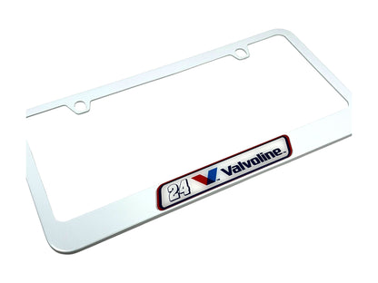 William Byron Valvoline # & Sponsor White License Plate Frame