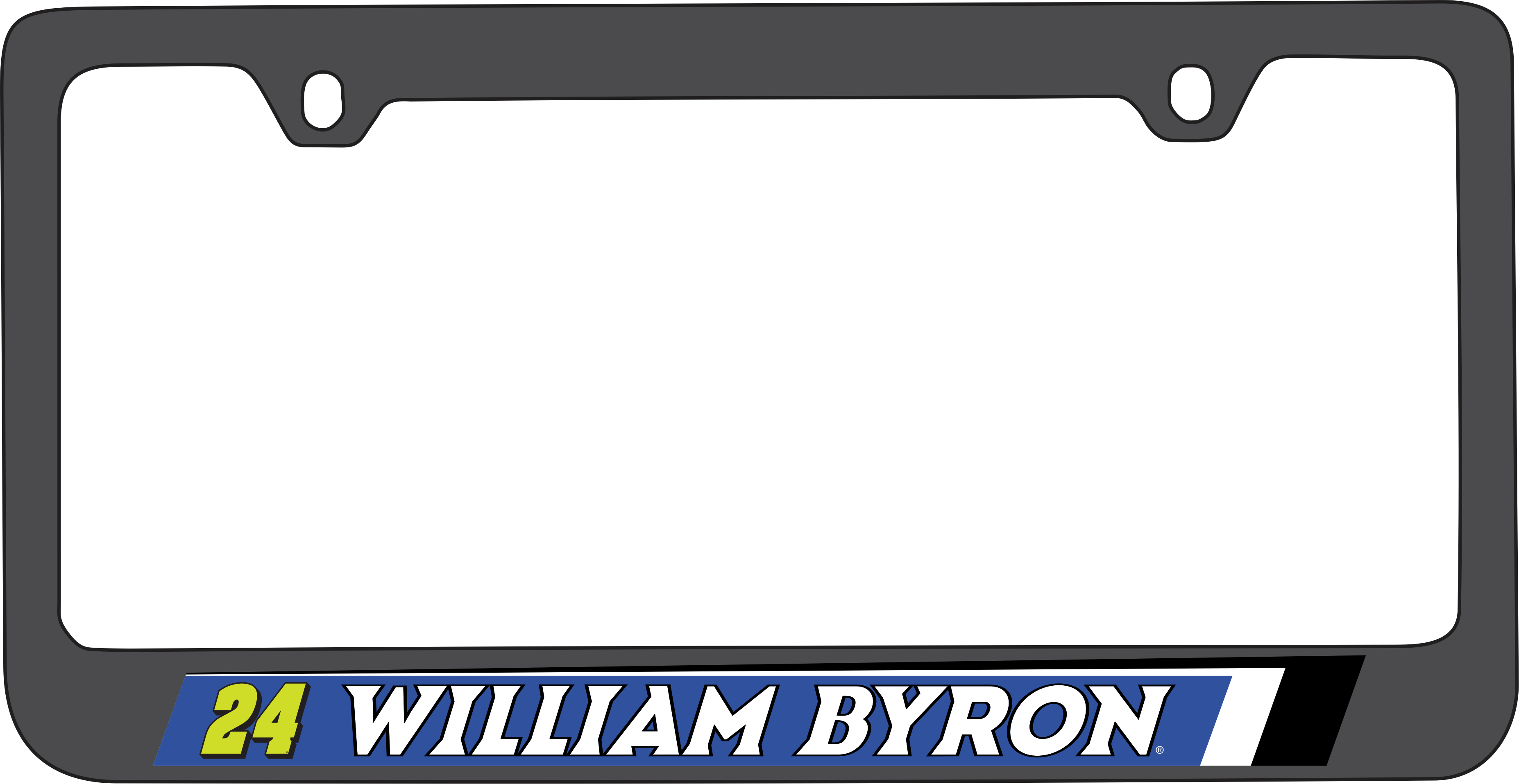 William Byron Raptor # & Name Rail Black License Plate Frame
