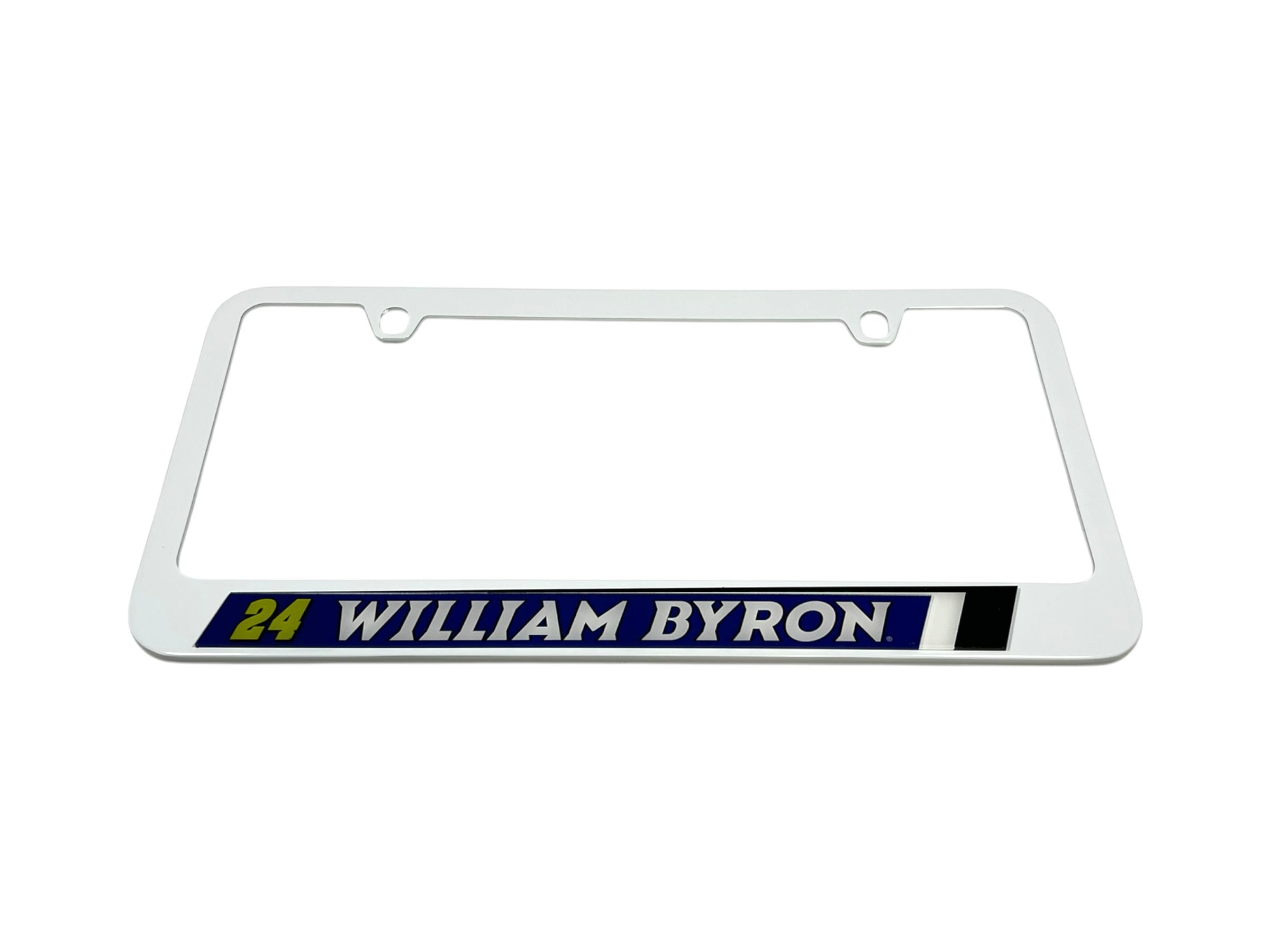 William Byron Raptor # & Name Rail White License Plate Frame