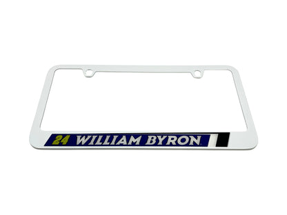 William Byron Raptor # & Name Rail White License Plate Frame