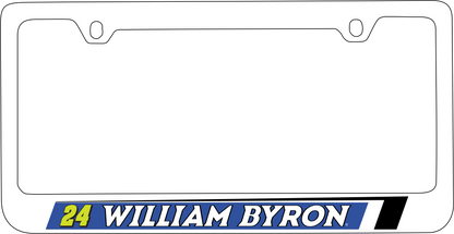 William Byron Raptor # & Name Rail White License Plate Frame
