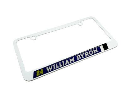 William Byron Raptor # & Name Rail White License Plate Frame
