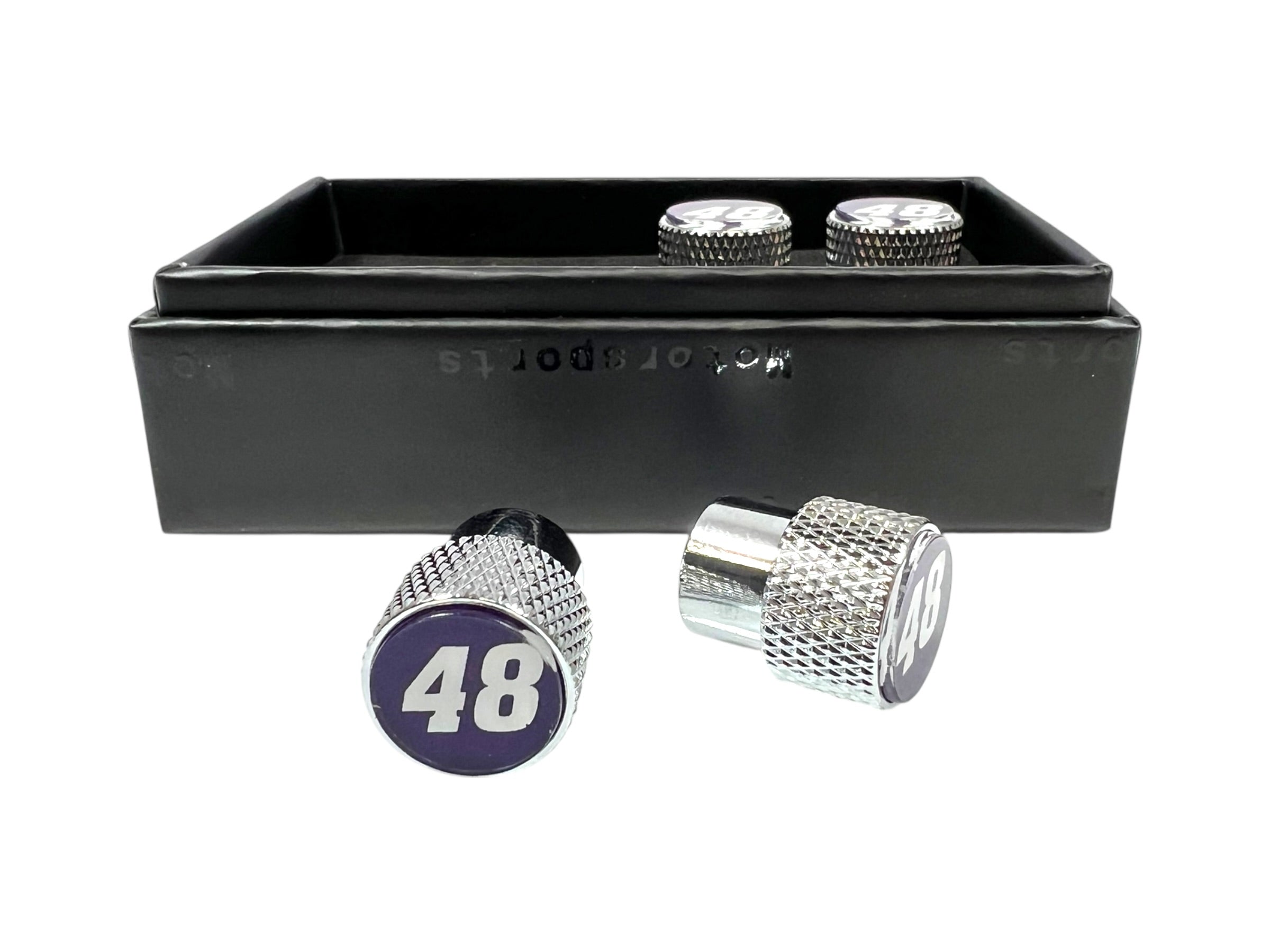Alex Bowman Ally # Only Chrome Knurled Valve Stem Caps