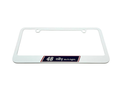 Alex Bowman Ally # & Sponsor White License Plate Frame