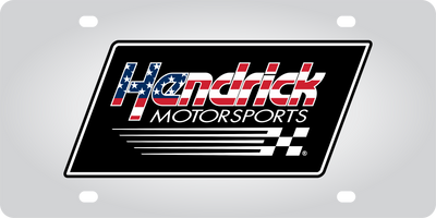 Hendrick Motorsports American Flag Stainless Steel License Plate