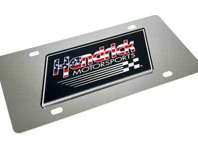 Hendrick Motorsports American Flag Stainless Steel License Plate