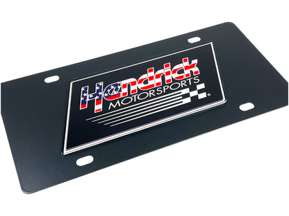 Hendrick Motorsports American Flag Carbon Steel License Plate