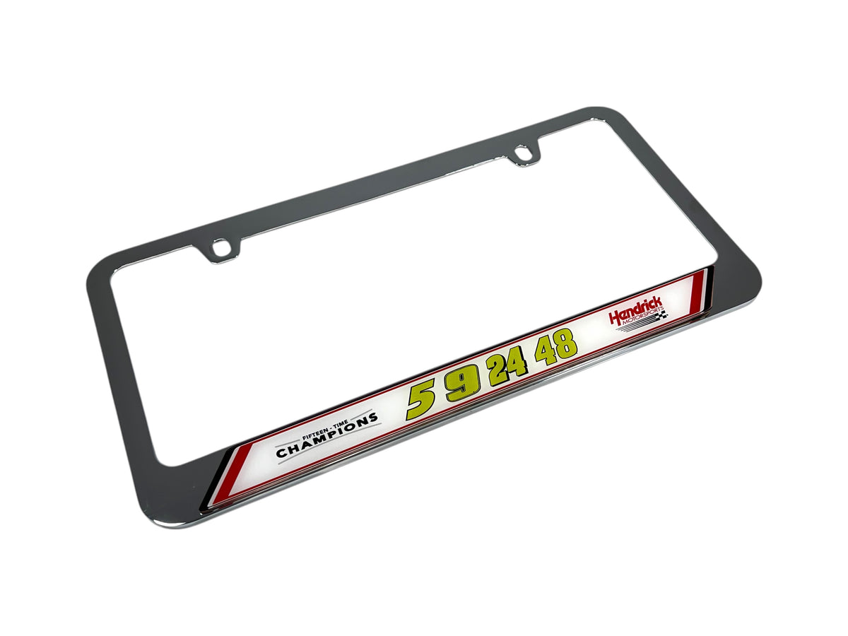 Hendrick Motorsports Fluorescent Team Numbers Chrome License Plate Frame