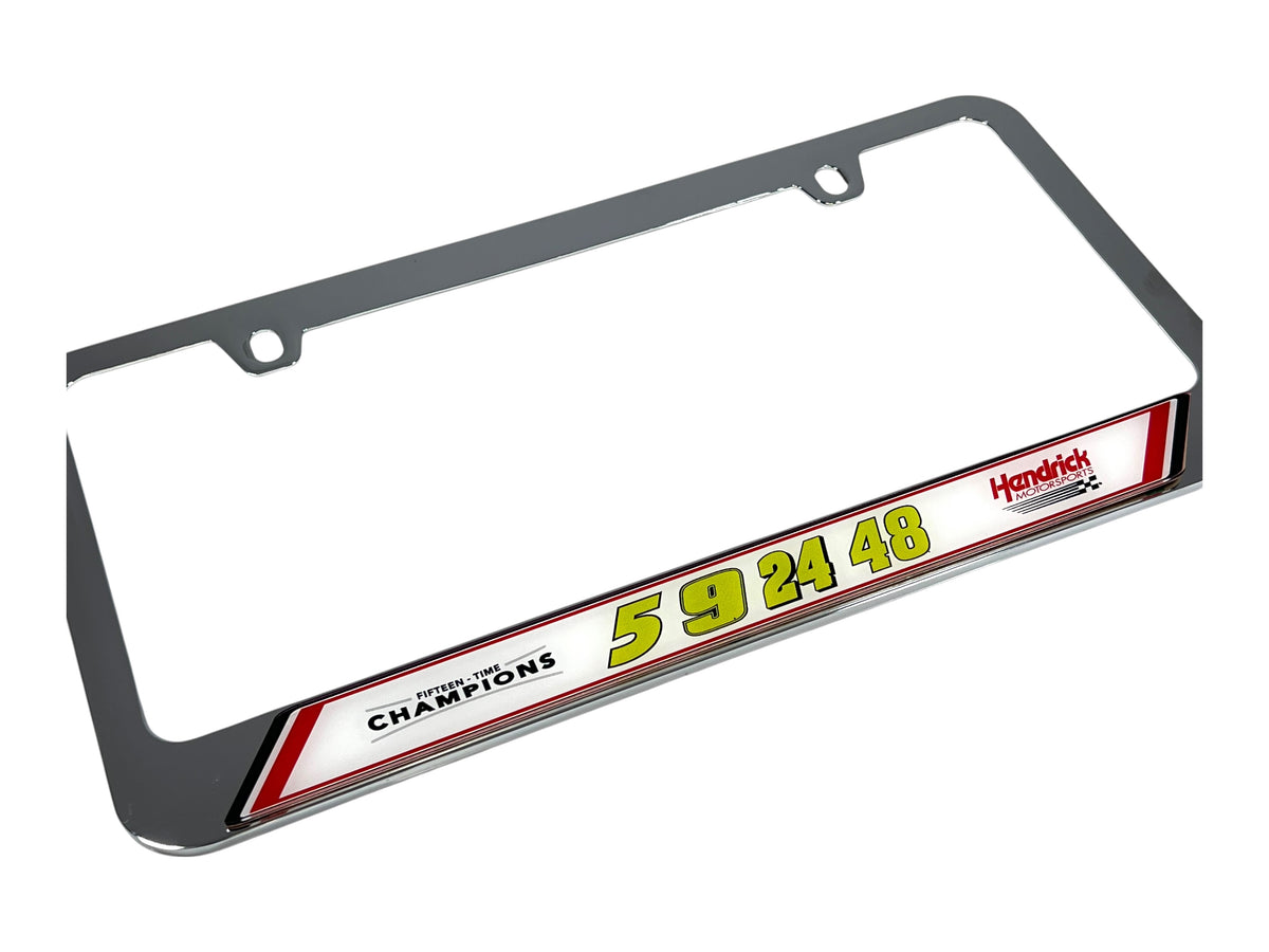 Hendrick Motorsports Fluorescent Team Numbers Chrome License Plate Frame