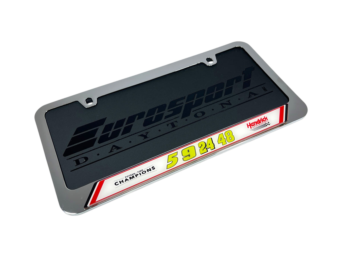 Hendrick Motorsports Fluorescent Team Numbers Chrome License Plate Frame