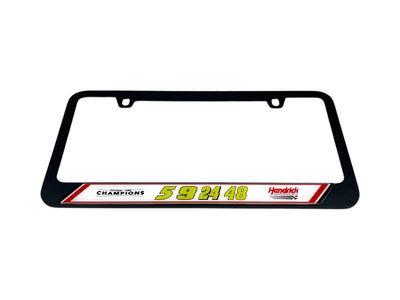 Hendrick Motorsports Fluorescent Team Numbers Black License Plate Frame