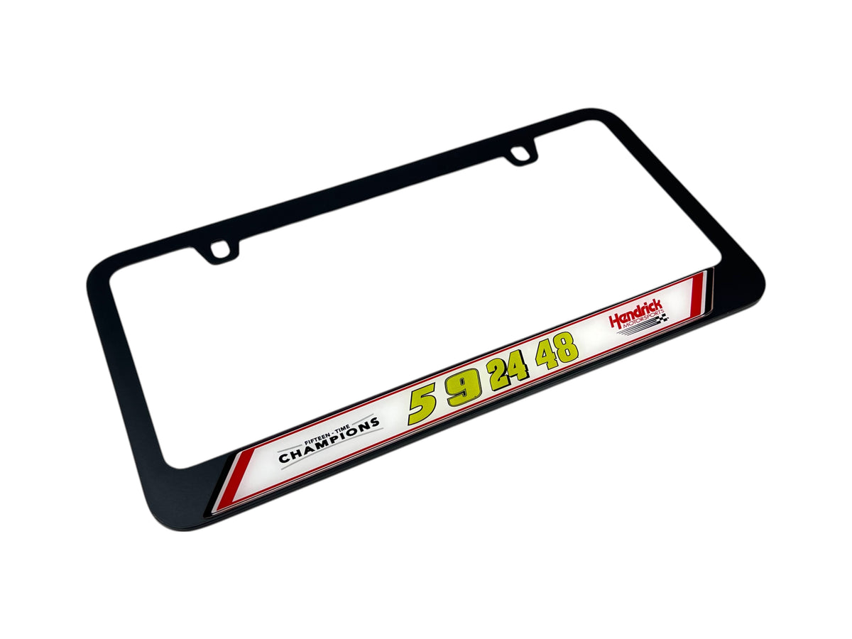 Hendrick Motorsports Fluorescent Team Numbers Black License Plate Frame