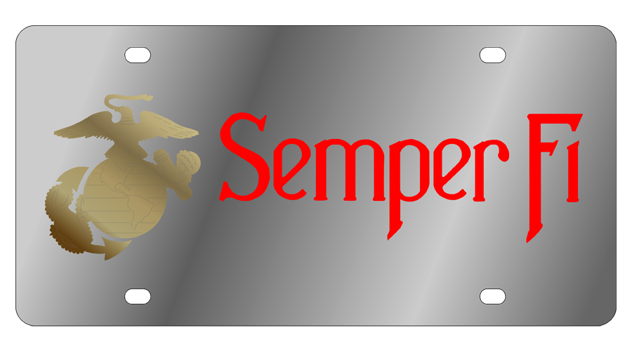 USMC Semper Fi Stainless Steel License Plate