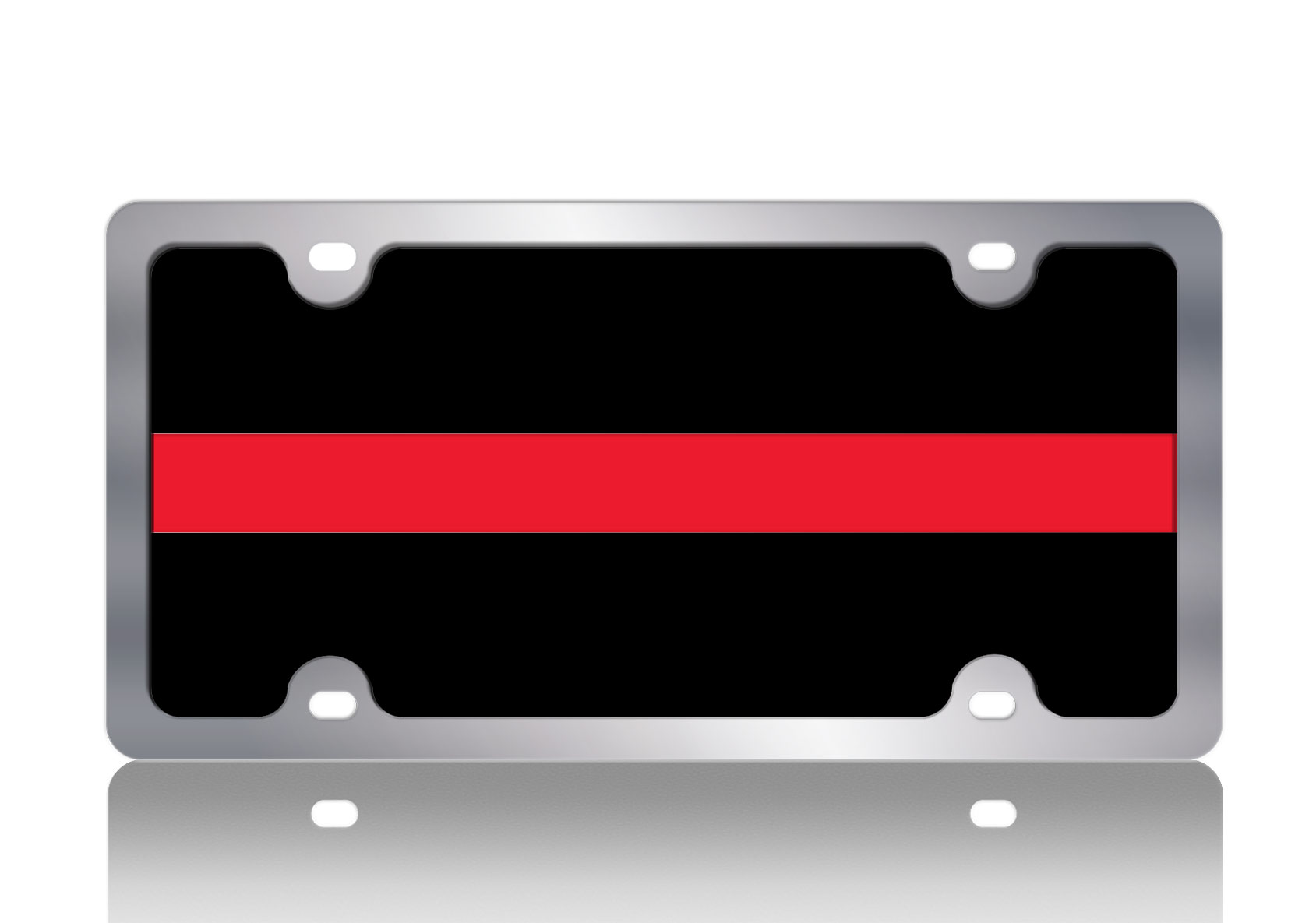 Thin Red Line Stainless Steel License Plate