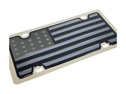 a black and white american flag license plate