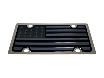 a black and silver american flag license plate
