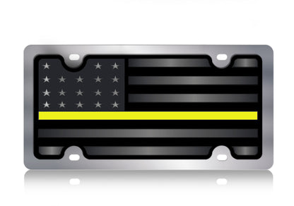 Thin Line Blacked Out Flag Stainless Steel Plate