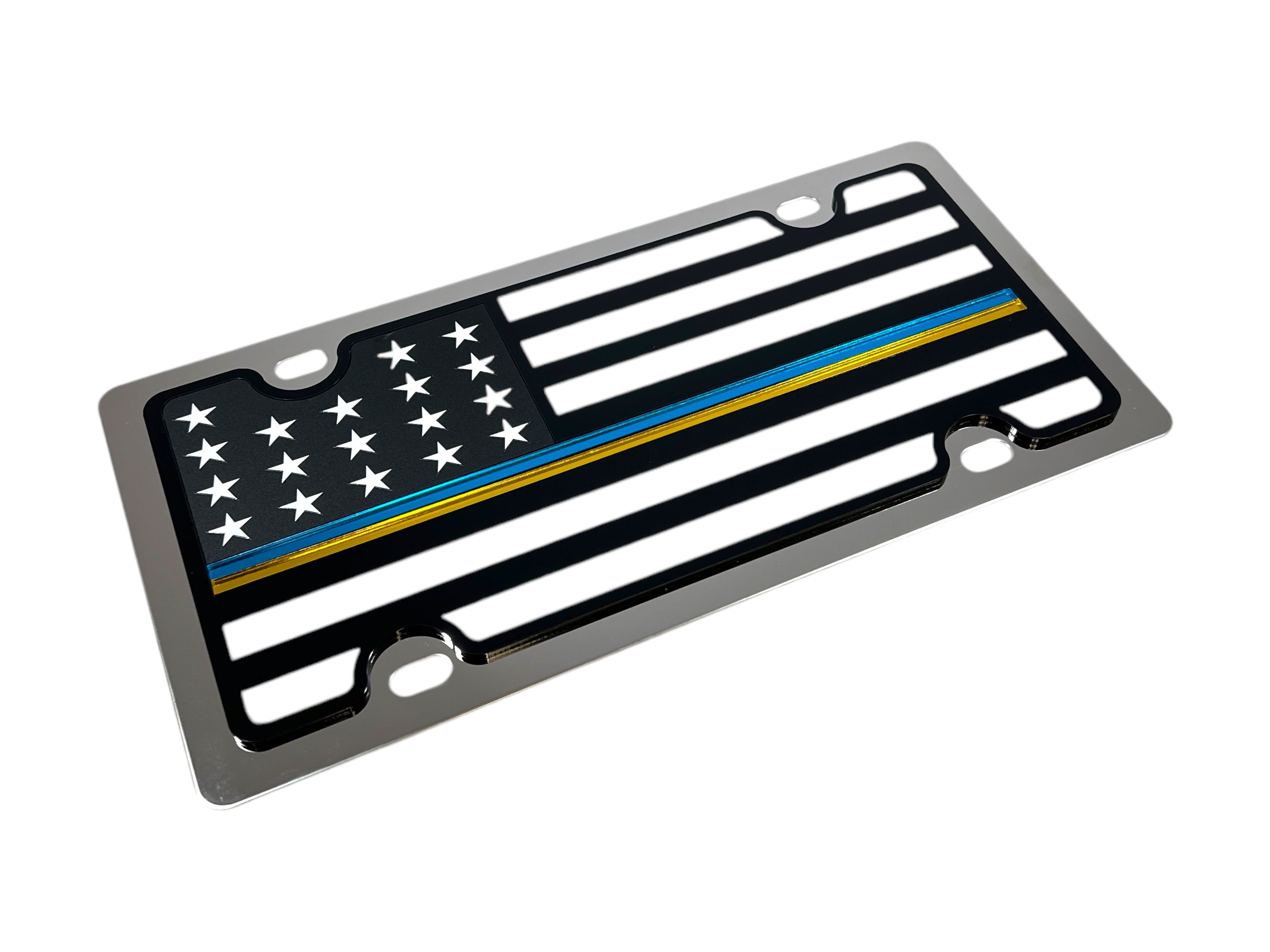 USA Thin Line Ukraine Stainless Steel License Plate