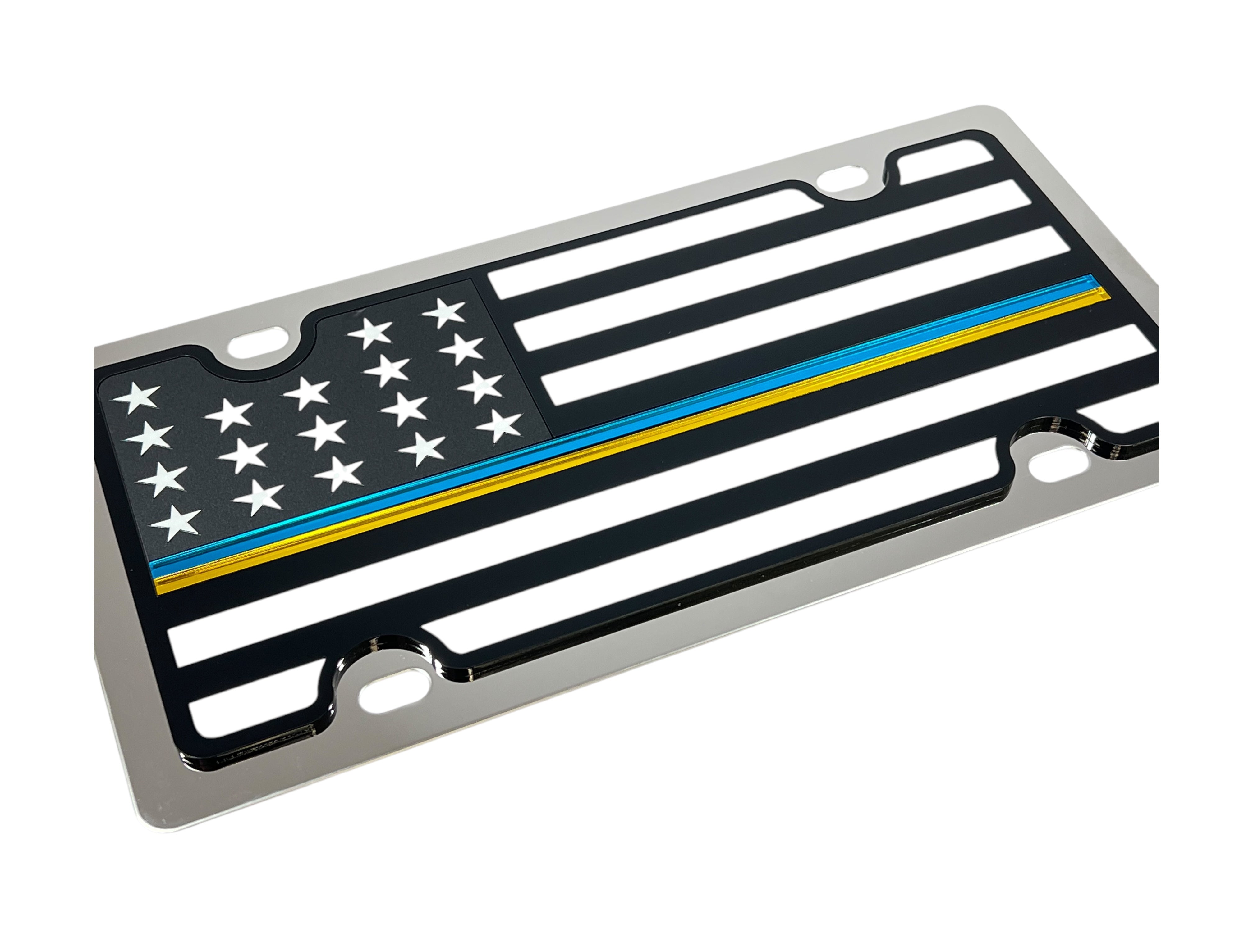 USA Thin Line Ukraine Stainless Steel License Plate