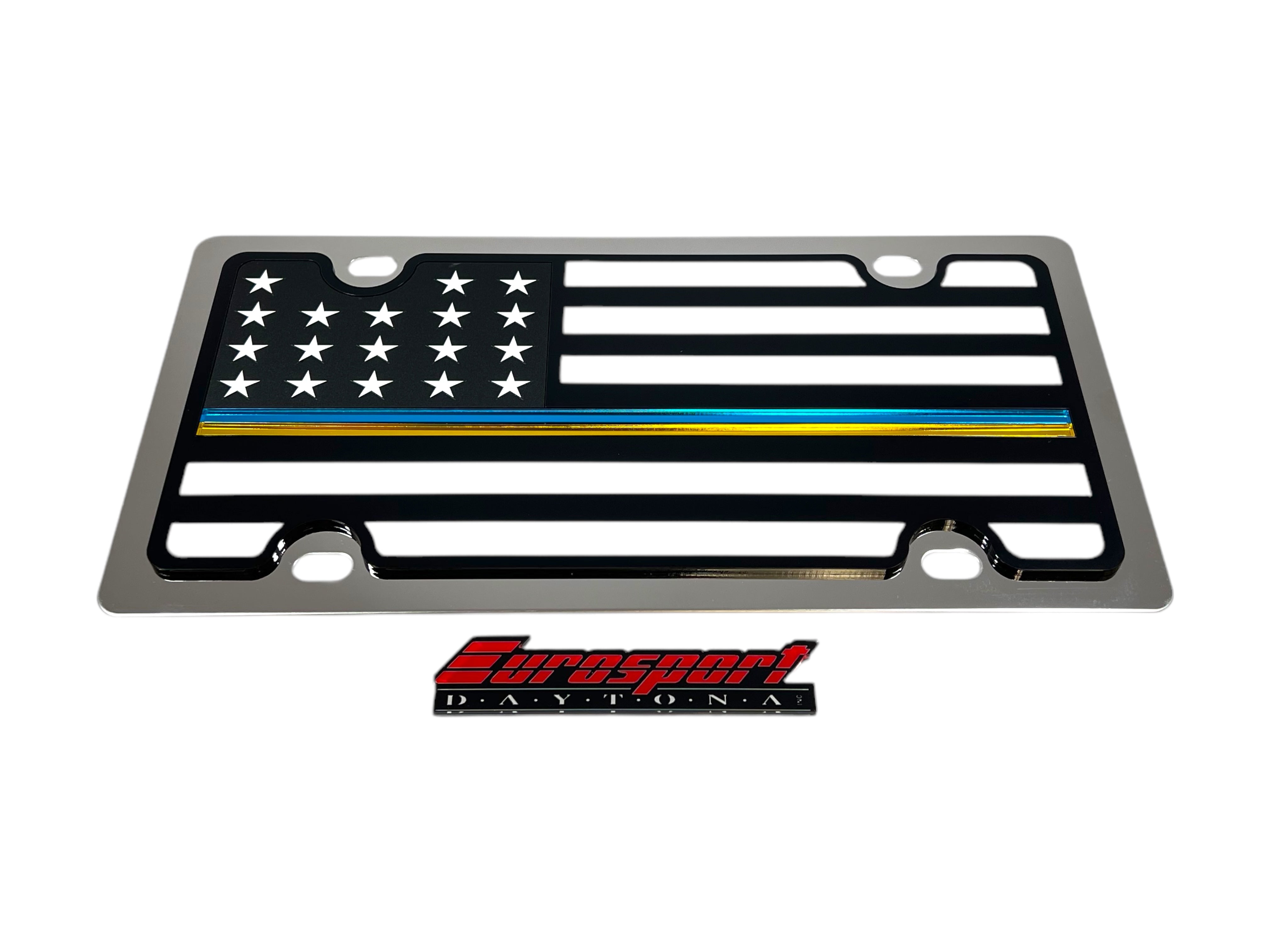 USA Thin Line Ukraine Stainless Steel License Plate