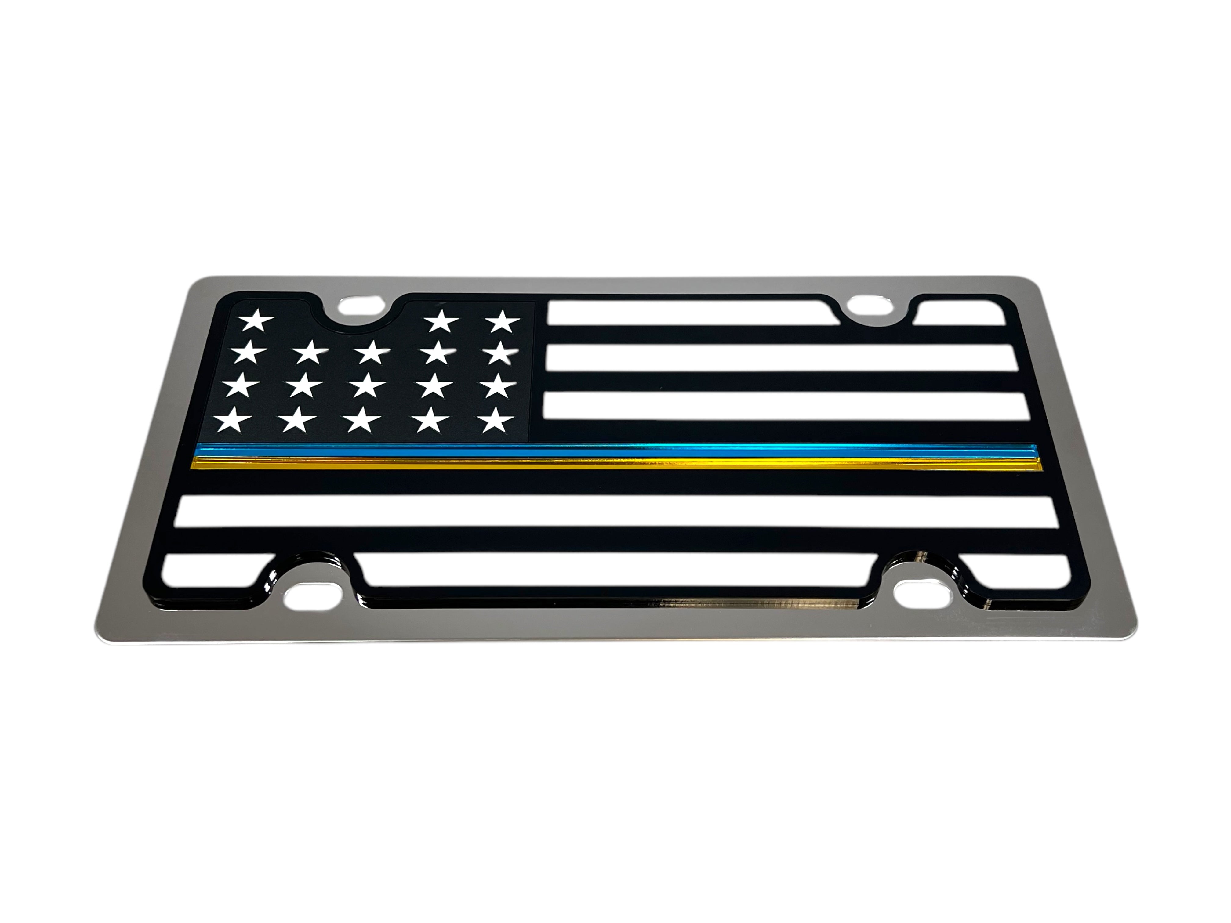 USA Thin Line Ukraine Stainless Steel License Plate