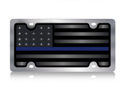 Thin Line Blacked Out Flag Stainless Steel Plate