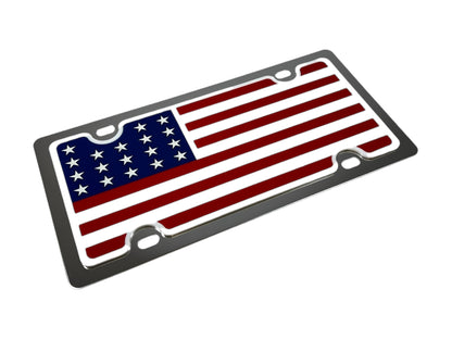 USA Flag Stainless Steel License Plate