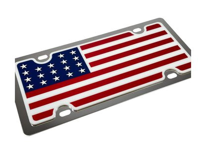 USA Flag Stainless Steel License Plate