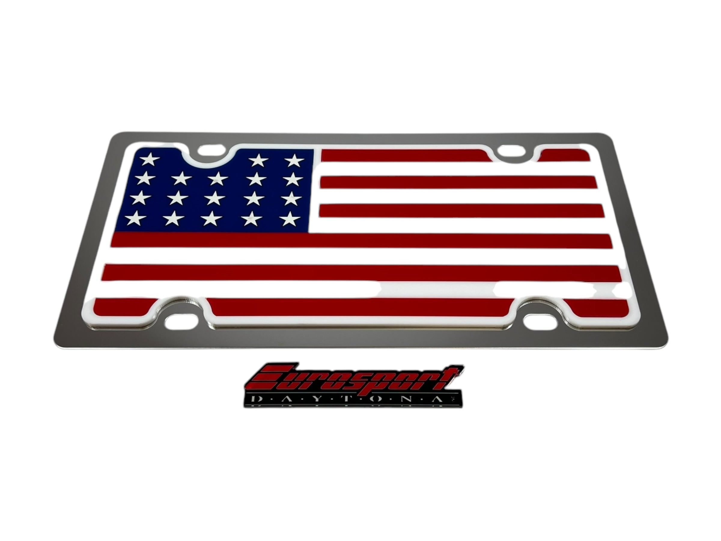 USA Flag Stainless Steel License Plate