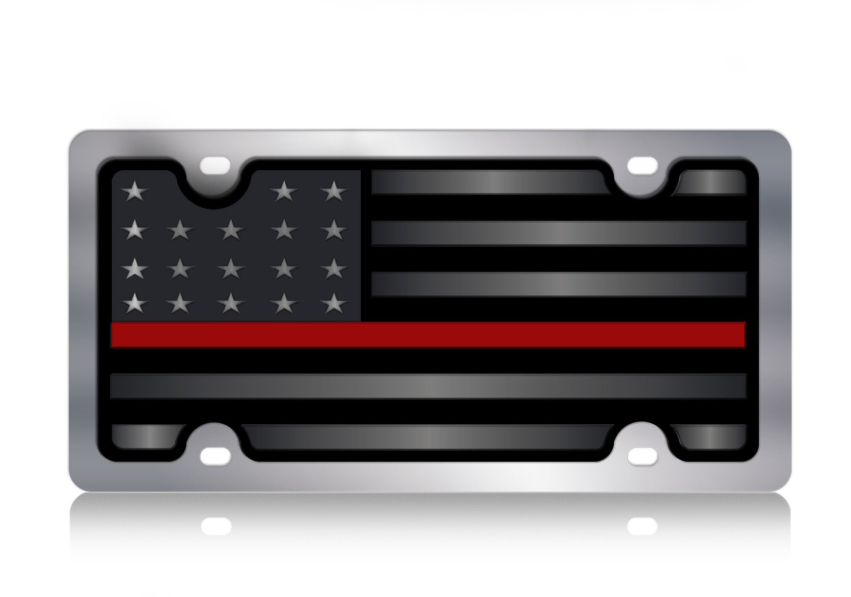 Thin Line Blacked Out Flag Stainless Steel Plate