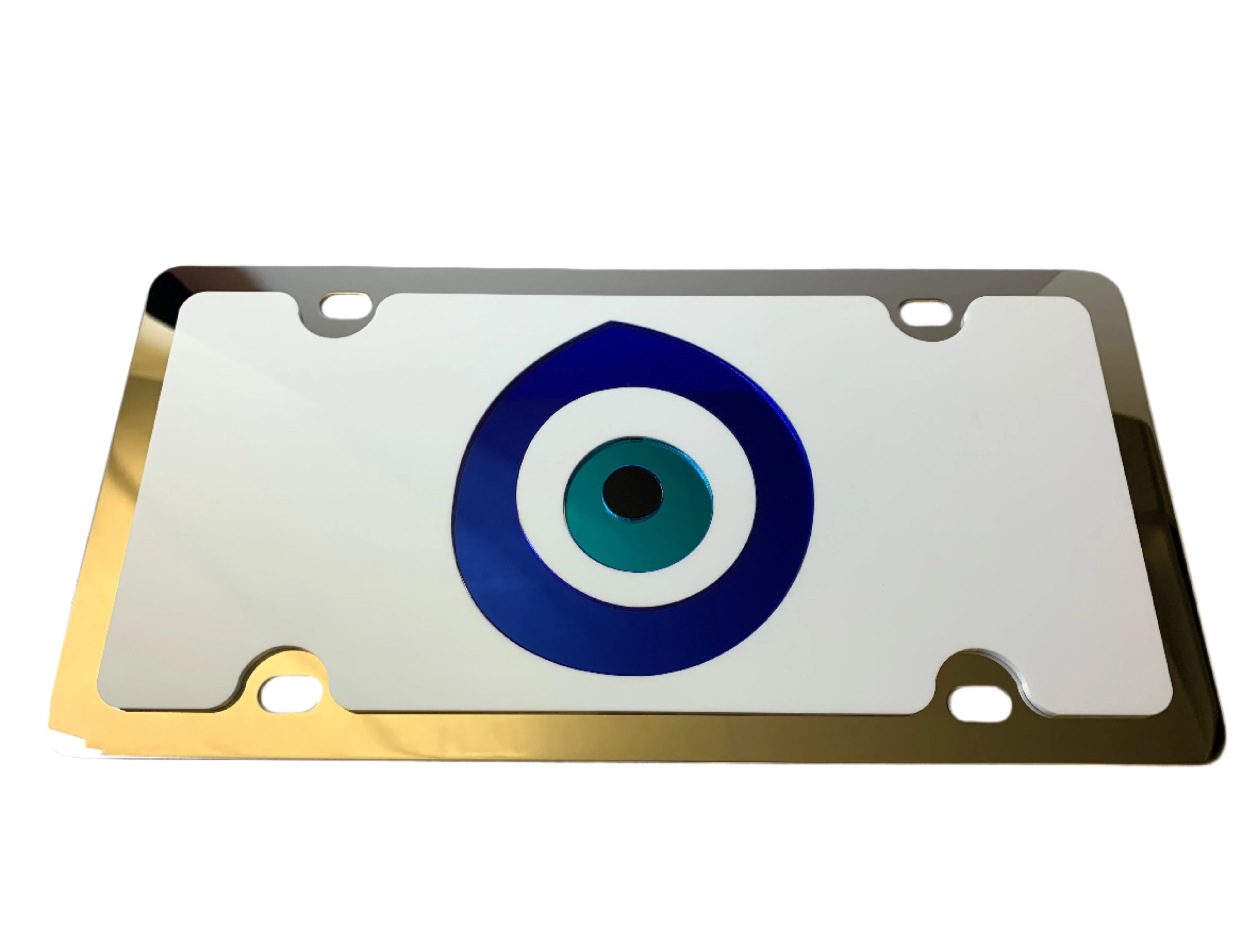 Lucky Evil Eye Stainless Steel License Plate