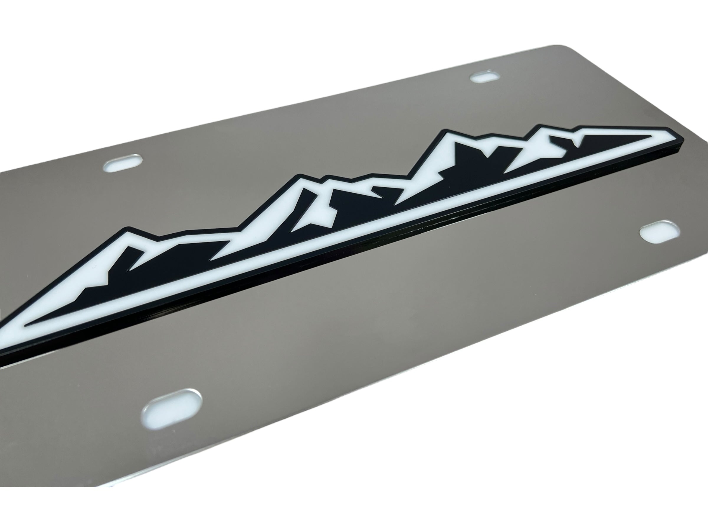 Mountain Range Stainless Steel License Plate