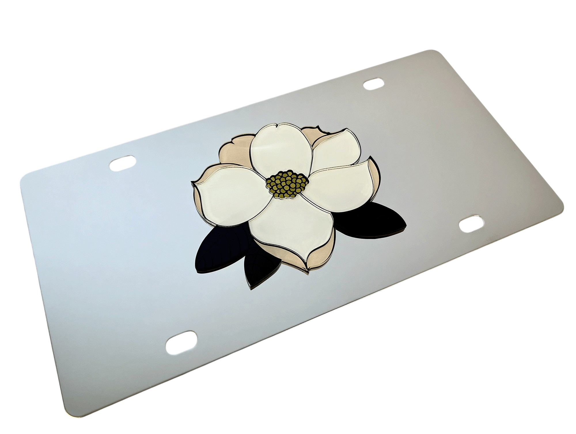 Magnolia Flower Steel License Plate