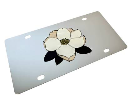 Magnolia Flower Steel License Plate