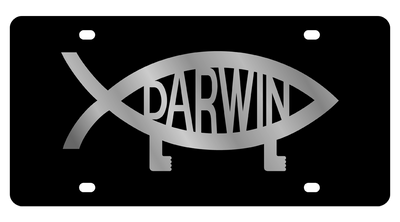 Darwin Fish Carbon Steel License Plate