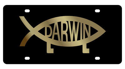 Darwin Fish Carbon Steel License Plate