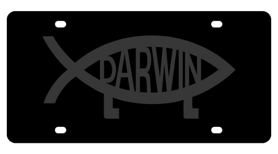 Darwin Fish Carbon Steel License Plate
