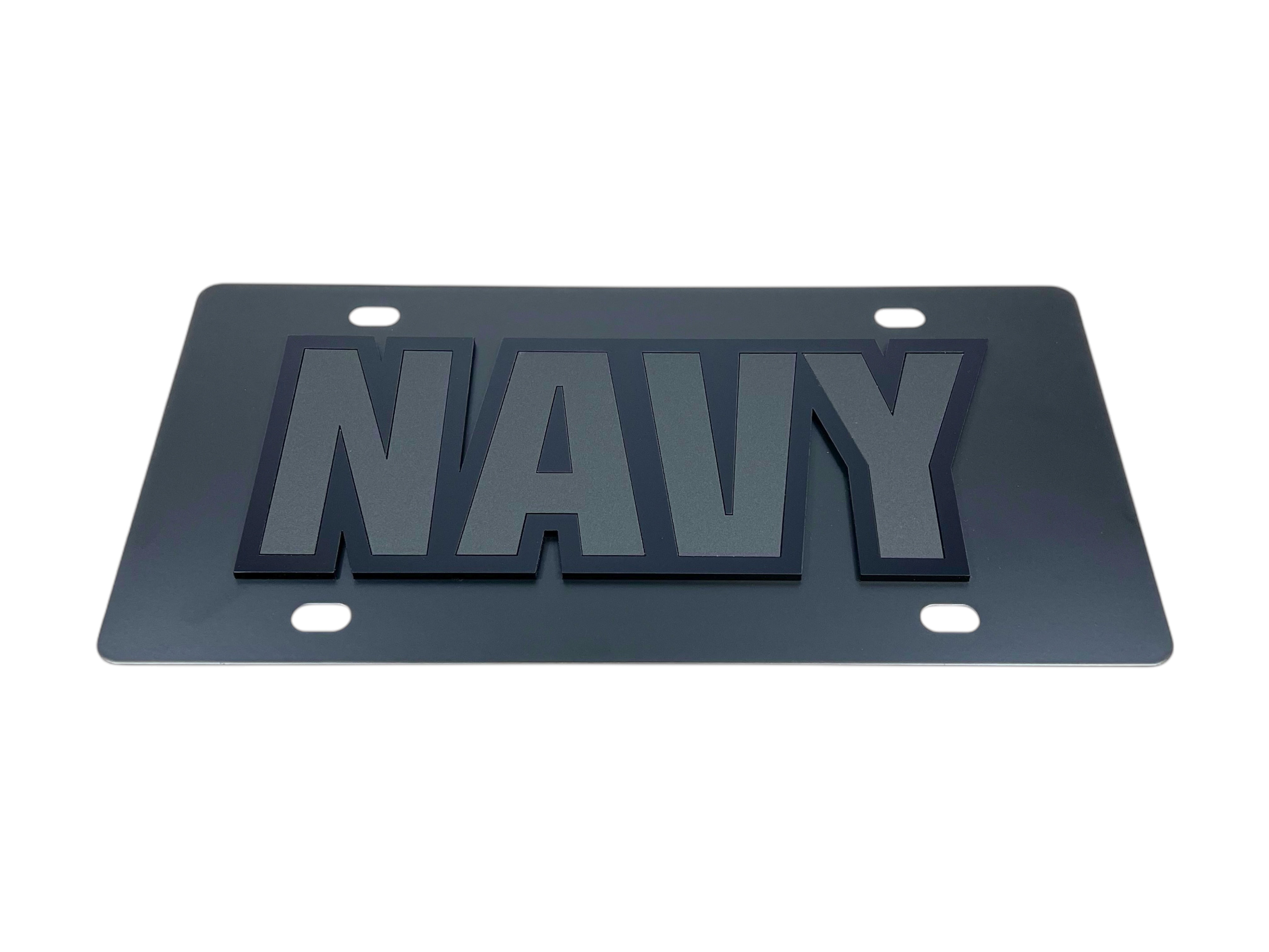 NAVY Blacked Out Carbon Steel License Plate