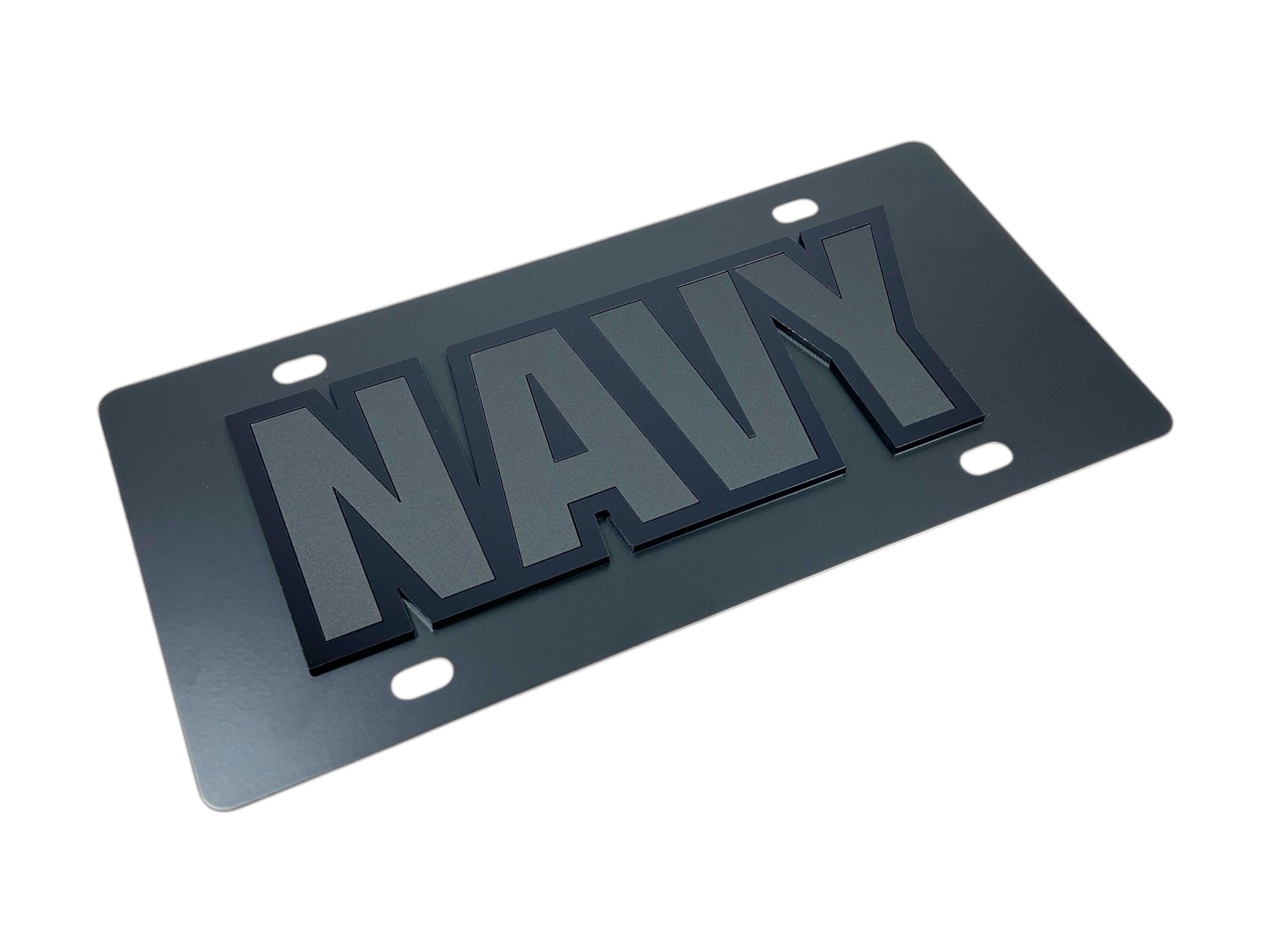 NAVY Blacked Out Carbon Steel License Plate