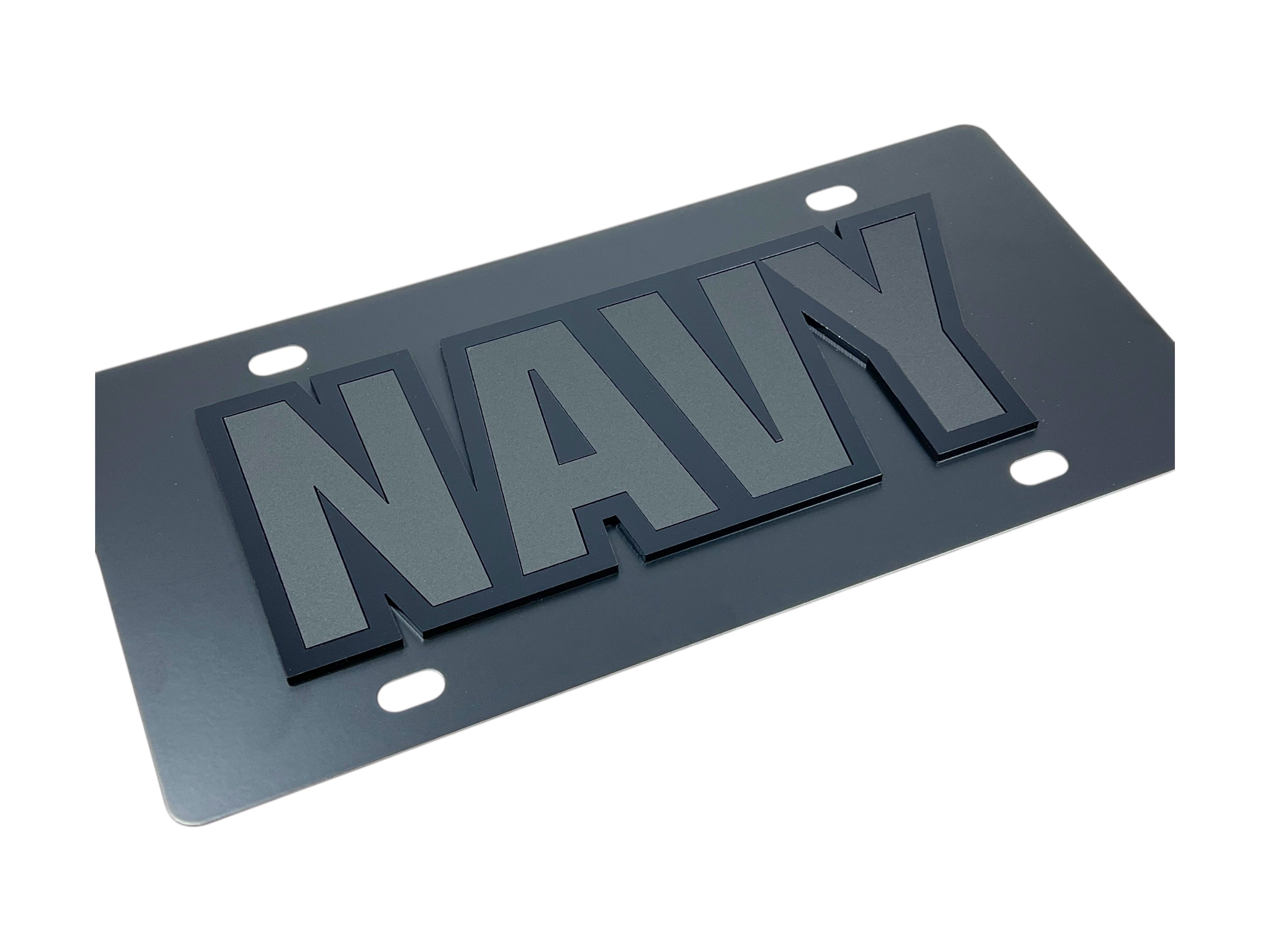 NAVY Blacked Out Carbon Steel License Plate