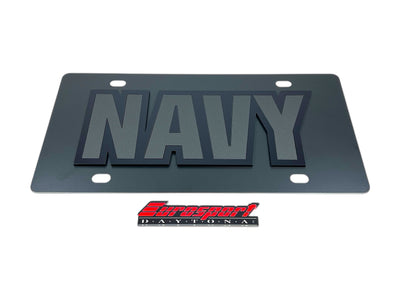NAVY Blacked Out Carbon Steel License Plate