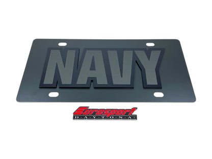 NAVY Blacked Out Carbon Steel License Plate