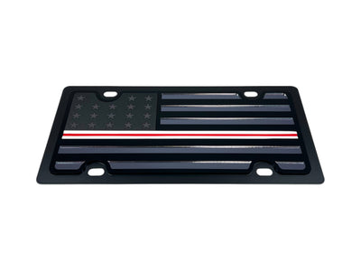 Thin Line Blacked Out Flag Carbon Steel License Plate