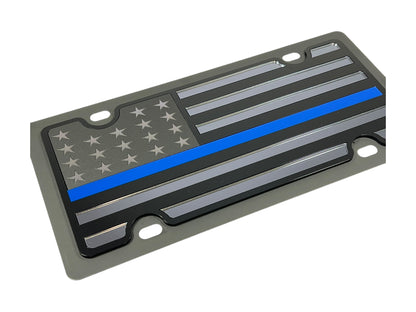 a thin blue line american flag license plate