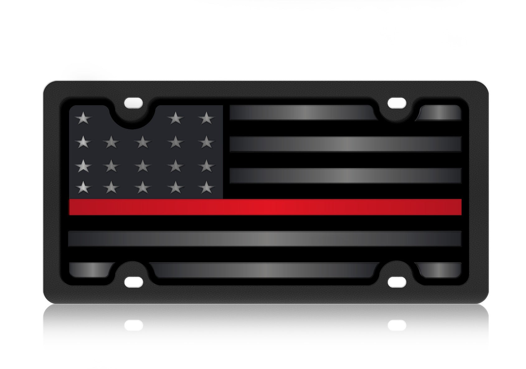 Thin Line Blacked Out Flag Carbon Steel License Plate